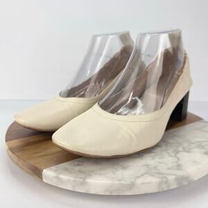 Everlane Italian Leather All Day Heel Bone Women's Elastic Back Comfort 8.5